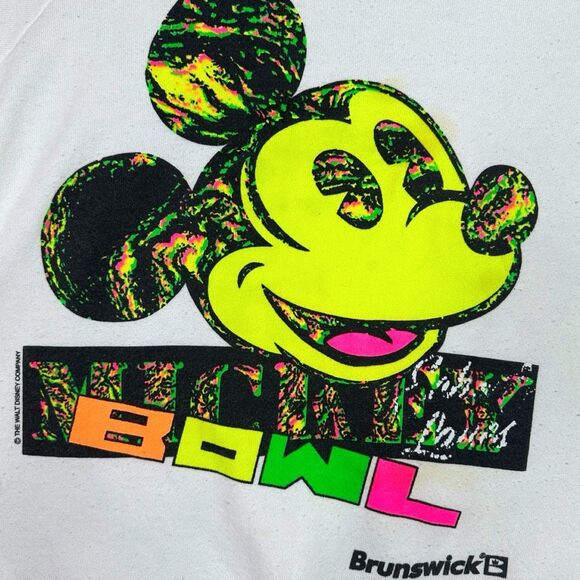 Vintage 90’s Disney Mickey Mouse Bowling Crew Neck Sweatshirt - Size XL - Picture 2 of 9